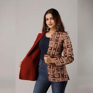 Veste en coton matelassé marron pour dames Manteau d'hiver réversible de style américain avec motif animal Logo personnalisé en cuir PU taille XL - Product Image 4