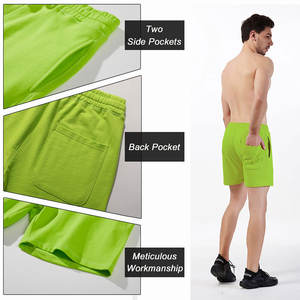 กางเกงขาสั้นผ้าคอตตอนผ้าเฟรนช์เทอร์รี่สำหรับผู้ชายไซส์ใหญ่พิเศษระบายอากาศได้ดีมีกระเป๋าด้านข้างพิมพ์ลายสีทึบ - Product Image 4