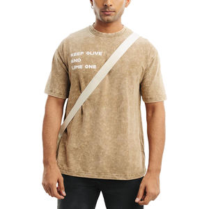 Camiseta lavada con ácido de peso pesado con logotipo personalizado para hombre, camisetas de gran tamaño, camisetas lavadas con ácido de la mejor calidad - Product Image 1