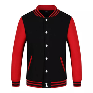 OEM Custom Embroidery Canvas Varsity Bomber Jacket with Stand Collar and Front Logo for Men Plus Size - Product Image 2