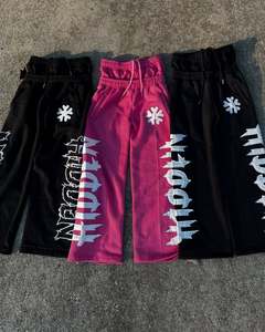 Pantalon de survêtement personnalisé vintage 100% coton pour hommes Pantalon baggy multicolore Double taille Léger Style décontracté Applique - Product Image 1