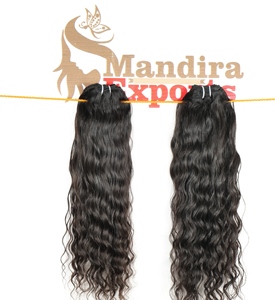 100% vente en gros vendeur vierge brut naturel noir couleur ondulé non traité temple indien extensions de cheveux humains - Product Image 3