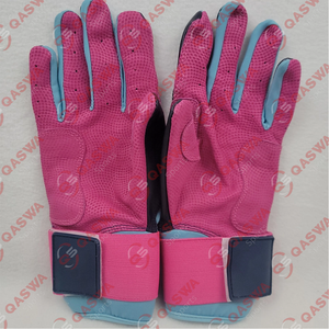Gants de frappe de baseball en cuir à manchette longue réglable de meilleure qualité bleu et rose avec un nouveau design - Product Image 1
