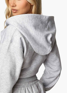 Conjunto de Sudadera con Capucha y Cremallera, Color Gris, Corte Holgado, Estilo Casual, Unisex, para Otoño - Product Image 3