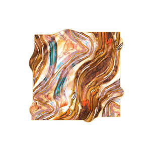 Pañuelo Cuadrado con Patrón Abstracto Tipo Seda Marrón para la Moda de Verano - Product Image 1