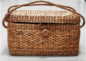 Customized Eco-Friendly Water Hyacinth Woven <b>Basket</b> Big Home <b>Storage</b> Organizing Your Clothing Custom Size 15inx11inx7.5in - Product Image 2