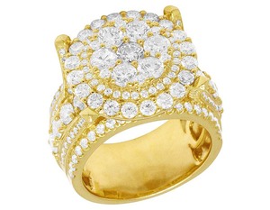 Anillo de Hombre con Diseño de Domo Redondo, Fabricado en Oro Amarillo de 10K, con Diamantes Cultivados en Laboratorio, para Moda Hip Hop - Product Image 1