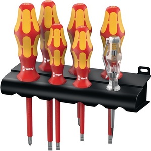 VDE WERA 160 I/165 I/7-Piece <b>Screwdriver</b> <b>Set</b> 7-slotted/PZD with Wall Bracket - Product Image 1