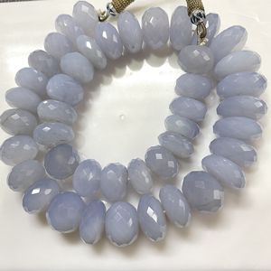 Collar de Calcedonia Aqua, cuentas facetadas con forma de Rondelle, cuentas de piedras preciosas naturales de buena calidad para la fabricación de joyas - Product Image 1