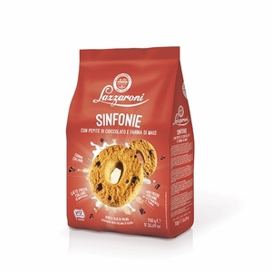 Lazzaroni Corn and Chocolate Symphonies, Galletas Crujientes Dulces Sin Gluten en Forma de Anillo, Bolsa de 700g X 8 Piezas - Product Image 1