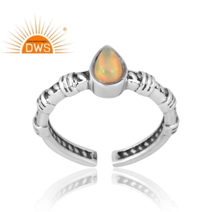 Conception chaude en argent Sterling naturel opale éthiopienne bague en pierres précieuses conception personnalisée bijoux pour femmes cadeau pour elle - Product Image 1
