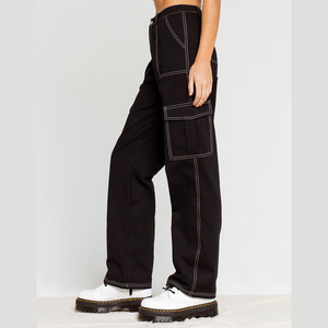 OUDINA-pantalones vaqueros de pierna ancha para mujer, Pantalón Cargo holgado, para novio - Product Image 3