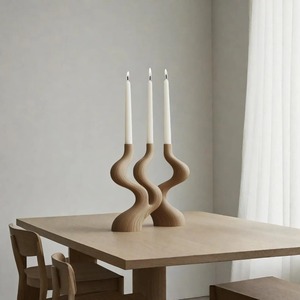Candelero de madera hecho a mano con forma de Zig Zag para mesa de comedor, dormitorio y decoración contemporánea para sala de estar hecha a mano de La India - Product Image 2
