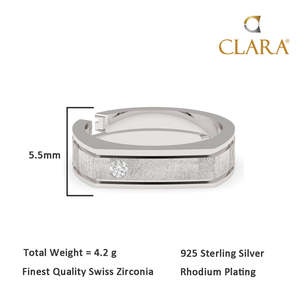 Anillo para Hombre CLARA, Modelo <span class=keywords><strong>Dario</strong></span>, en Plata de Ley 925 con Baño de Rodio, con Diamantes y Circonitas Engastados en Bisel - Product Image 5