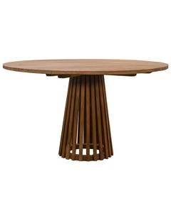 Table à manger en teck massif avec pieds ronds en bois, finition bois naturel pour repas en plein air - Product Image 6
