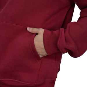 400g 100% Cotton Pullover <b>Hoodie</b> for <b>Men</b> Heavyweight Fleece Streetwear Custom Logo Embroidery Casual Fashion <b>Maroon</b> Sweatshirt - Product Image 6