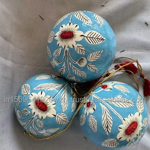 Adornos navideños personalizables de papel azul Mache, adornos navideños impresos UV para decoración colgante, MOQ 100 Uds. - Product Image 3