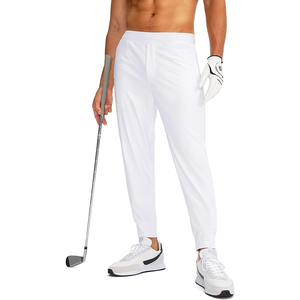 กางเกงมีเชือกรูดทรงหลวมสำหรับผู้ชายกางเกงเอวกลางผ้าแคนวาสผ้าฝ้าย100% ระบายอากาศได้ดีสำหรับตีกอล์ฟ - Product Image 1