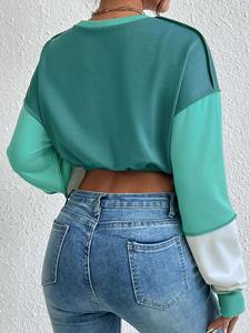 Sudadera informal de manga larga para mujer, Top corto de lana de algodón de la mejor calidad, sudaderas de invierno de punto al por mayor - Product Image 3