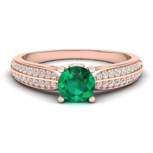Anillo de Esmeralda de Corte Brillante Redondo de 0.75 Quilates, Precio de Fábrica REYES, en Oro Sólido de 14K, Joyería de Boda con Moissanita - Product Image 1
