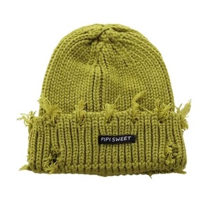 Gorro de punto desgastado con puños rasgados Gorro de ganchillo para mantener el calor - Product Image 5