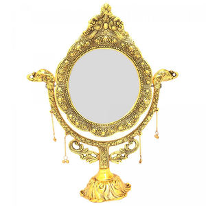 Desktop Makeup <b>Mirror</b> for Home and Hotel Top Quality Tabletop <b>Mirror</b> <b>Gold</b> Finished Embossed Design Texture - Product Image 1