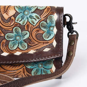 Sac fourre-tout en cuir véritable de grande capacité pour femmes, style bohème vintage, motif floral d'automne, franges personnalisées - Product Image 3