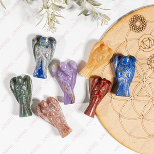 Ensemble de figurines d'anges en pierres précieuses naturelles 7 chakras, sculptées de 2 pouces, 7 couleurs, pour la guérison, la décoration intérieure et la méditation, prix de gros - Product Image 4