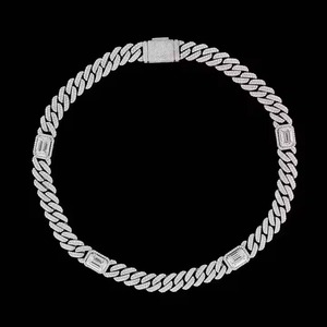 Cadena de eslabones estilo rapero Hip Hop de alta calidad, cadena cubana de oro blanco con diamante y acento de oro blanco, regalo para él - Product Image 1