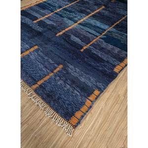 Tapis en laine noué à la main Zuri Blue, motif abstrait, design rectangulaire pour la décoration de la maison, salon, voiture, 9x12, rectangulaire, Pae-4628 - Product Image 2