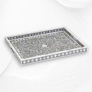 Bandeja Rectangular de Concha de Nácar con Diseños Artísticos Modernos, Totalmente Hecha a Mano - Product Image 3