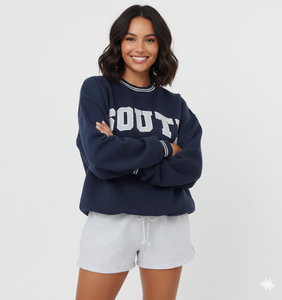 Sudadera de Forro Polar Suave para Mujer, Casual de Invierno, Lisa, Cuello Alto, Mezcla de Algodón, Oversize, Estampada, con Logotipo Frontal OEM, Venta al por Mayor - Product Image 1