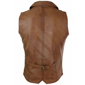 Chaleco de Cuero Vacuno Transpirable Hecho a Medida de SMITHY SPORTS, para Hombre, Corte Ajustado, Estilo Casual de Invierno, Cuello en V, Botones Cubiertos - Product Image 2