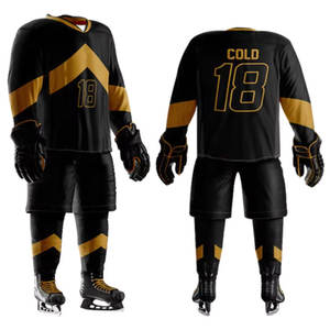 Vêtements de sport Maillot de hockey sur glace 100% Ensembles de hockey sur glace en polyester pour patchs personnalisés Ensembles de maillots de hockey sur glace fabriqués au Pakistan - Product Image 1