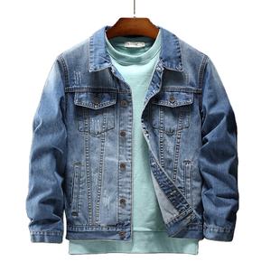 แจ็คเก็ตยีนส์ผู้ชายสไตล์วินเทจลำลองสำหรับฤดูหนาว  ปักลายสีน้ำเงิน  ทรงโอเวอร์ไซส์  กระดุมแบบฮิปฮอปพังก์  เป็นมิตรกับสิ่งแวดล้อม - Product Image 4