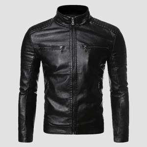 Chaqueta de motorista de piel de oveja auténtica con cremallera de anilina y azul lavanda para hombre con forro de viscosa acolchado y bolsillos interiores y exteriores - Product Image 1