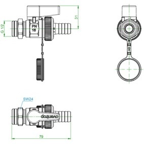 Válvulas de Bola OV Optiflex MS Vn PN 16 DN 15 1/2Z AG VPE 50 Kugelhahn con 50 VPE - Product Image 5