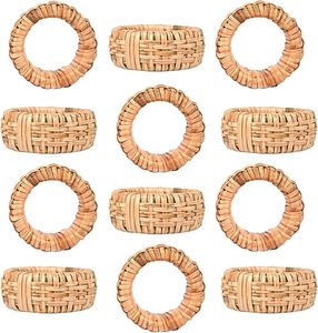 Canne Plastique Tissé Rond Forme Serviette Rond Élégant Décor De Table pour Mariages Fêtes De Noël Et Autres Occasions Spéciales - Product Image 6