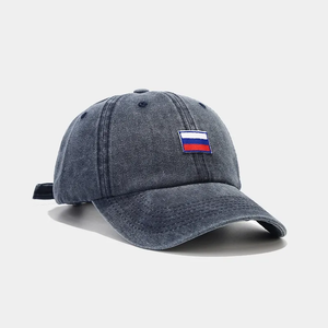 Customized Unisex Washed Cotton Soft Hats Russia Flag Embroidery Applique <b>Baseball</b> <b>Caps</b> - Product Image 5