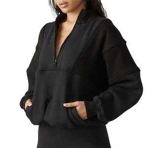 Sweat-shirt oversize pour femme, hiver, automne, polaire épais, uni, fermeture éclair sur le devant, broderie, style streetwear - Product Image 4