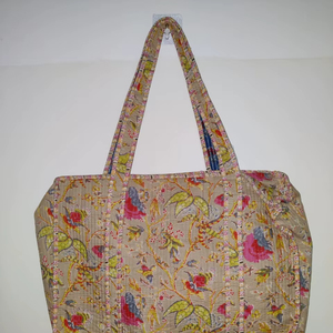 Hand Block Printed <b>Quilted</b> Shopping <b>Bag</b> Indian Handmade Cotton Shopping Lightweight Tote <b>Bag</b> Luxury Women Shoulder Tote <b>Bag</b> - Product Image 1