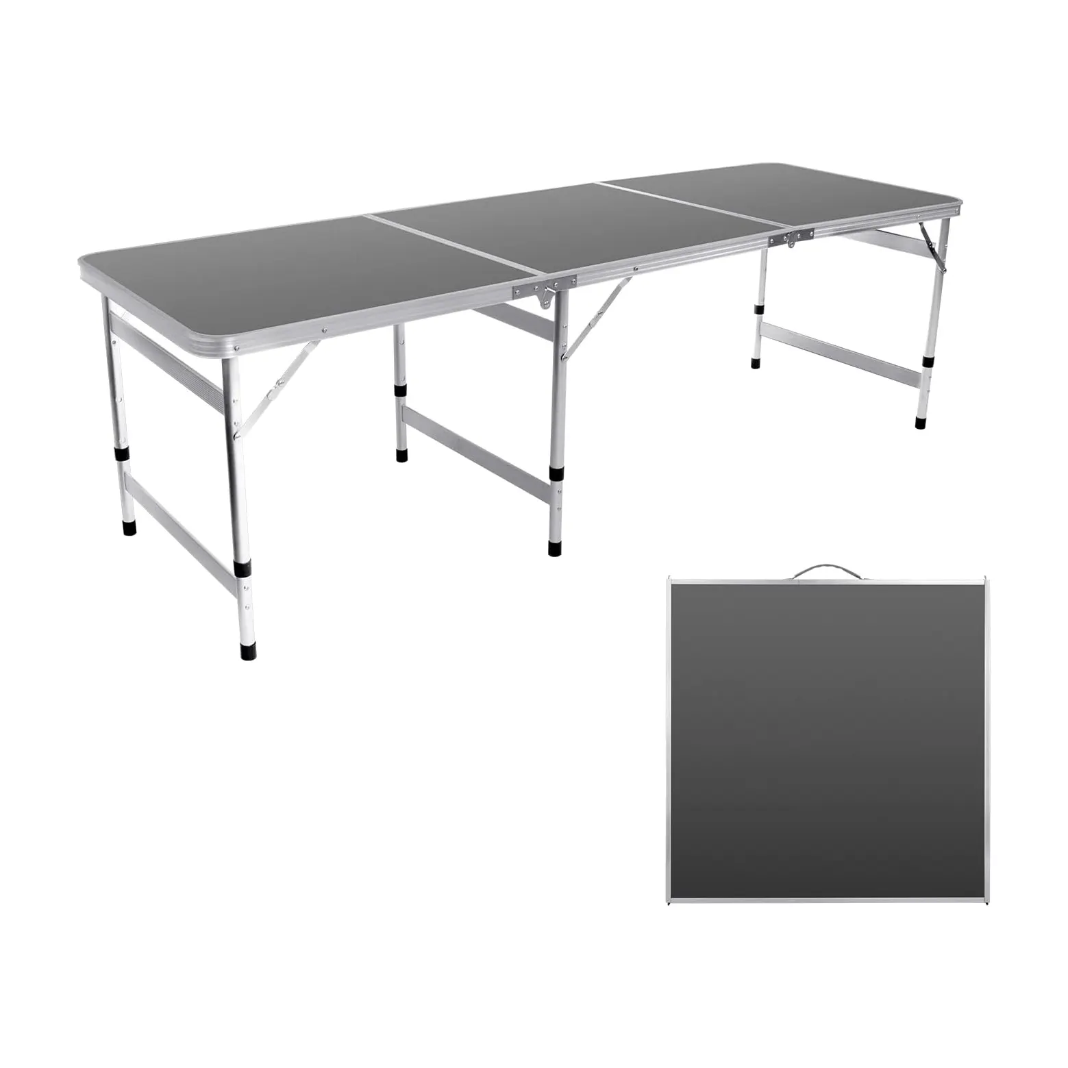 6 Fuß Camping-Tisch tragbarer Tisch mit Griff dreiflügelig Tisch für draußen höhenverstellbar Aluminium europäische Picknick-Grillparty 7 Kilo