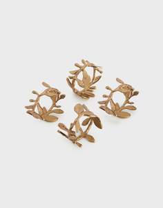 Antique Aluminum Leaf <b>metal</b> napkin ring handmade Inexpensive napkin rings <b>Metal</b> <b>Desk</b> Napkin Ring set of 4 - Product Image 1