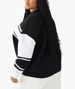 Service OEM – Sweat à capuche pull-over col rond grande taille pour femme, personnalisé avec broderie et impression frontale, effet délavé, en polaire polyester/coton pour l'hiver - Product Image 6