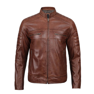 Best Price Custom Men's Fashion <b>Leather</b> <b>Jacket</b> with Stand Collar and Full Zipper Winter <b>Long</b> Length Made in Pakistan - Product Image 5