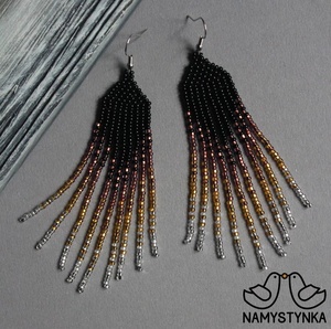 Pendientes de cuentas bohemias con flecos en cascada Andy de diseño turquesa, regalo de joyería único - Product Image 3