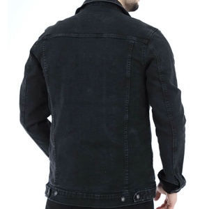 Black <b>Denim</b> Jackets Casual Streetwear Slim Fit Urban Fashion Cotton Trucker <b>Coat</b> Everyday Wardrobe Men's Custom Bulk Price <b>Coats</b> - Product Image 3