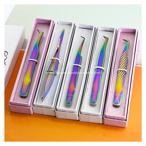 Pince à épiler tendance élégante à pointe en fibre pour extensions de cils, volume 90 degrés, pour faux cils, application de précision avec adhérence en fibre - Product Image 1