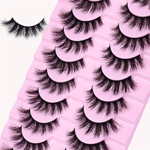 Juego de 10 Pares de Pestañas Postizas 3D Voluminosas Semimanuales Diseñadas para un Look Dramático con Pestañas Gruesas y Desordenadas - Product Image 3