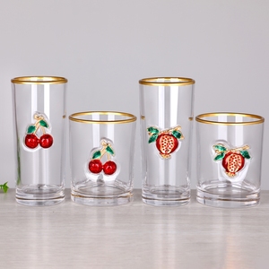 Sẵn Sàng Để Tàu Giáng Sinh Trái Cây Lớn 3D Men Đính Motif Vàng Rim Highball Mát Đôi Cũ Fashioned Đá Cốc Thủy Tinh - Product Image 5